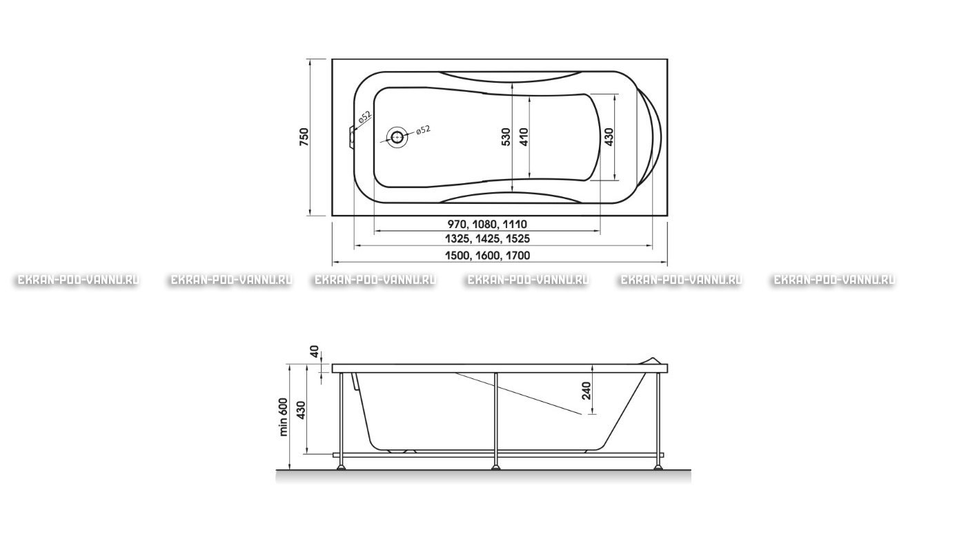 Акриловая ванна Relisan Elvira 160x75 – купить по цене 15940 руб. в интернет-магазине в городе Курск картинка 10
