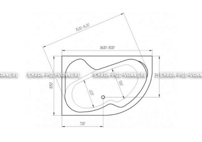 Акриловая ванна 1MarKa Imago 160x105 – купить по цене 16700 руб. в интернет-магазине в городе Курск картинка 3