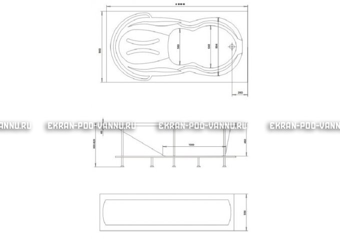 Акриловая ванна 1MarKa Taormina 180x90 – купить по цене 17670 руб. в интернет-магазине в городе Курск картинка 3