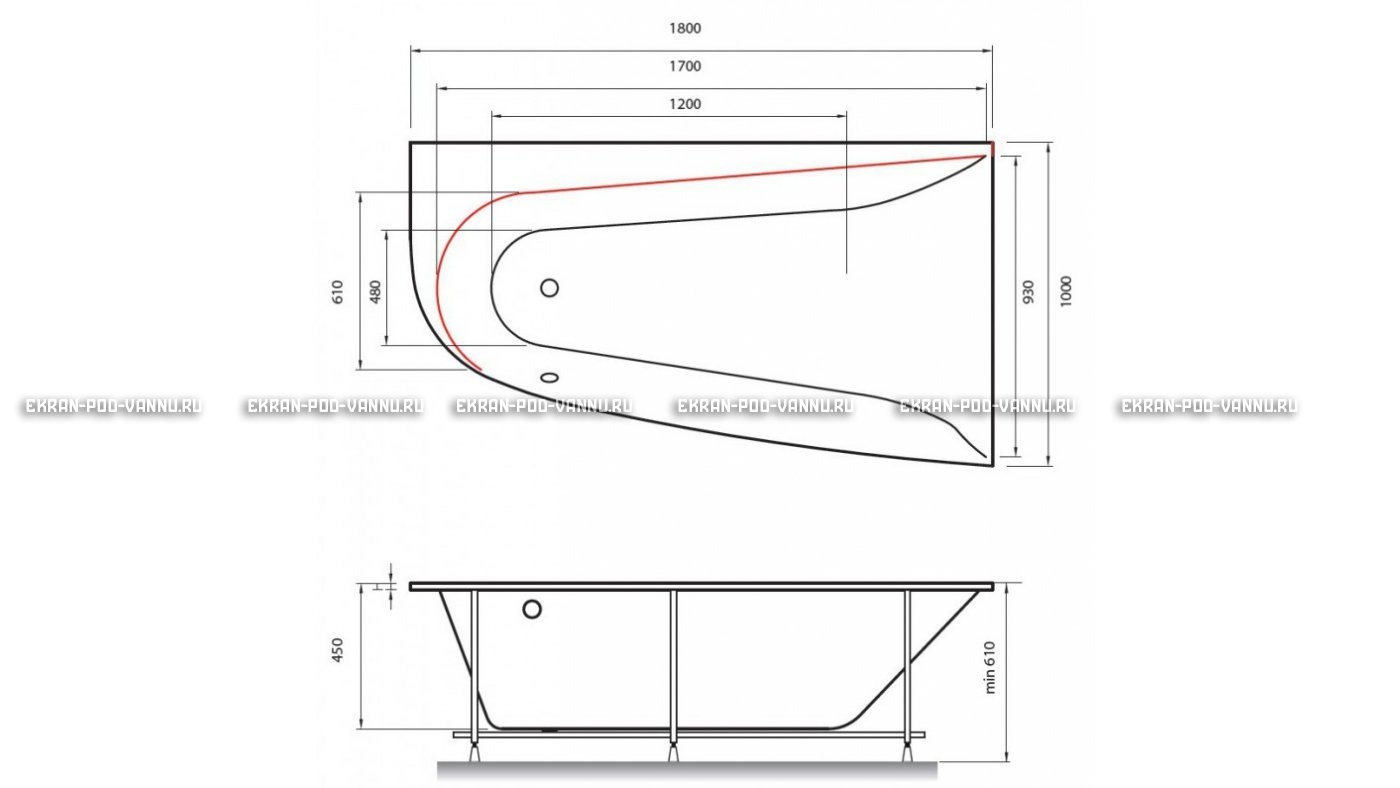Акриловая ванна Vayer Boomerang 180x100 – купить по цене 53030 руб. в интернет-магазине в городе Курск картинка 13