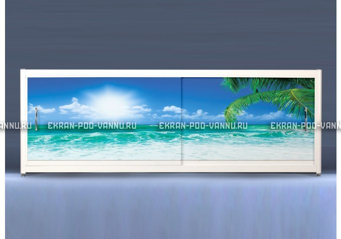 Экран на роликах EUROPLEX Пляж – купить по цене 12400 руб. в интернет-магазине в городе Курск картинка 1