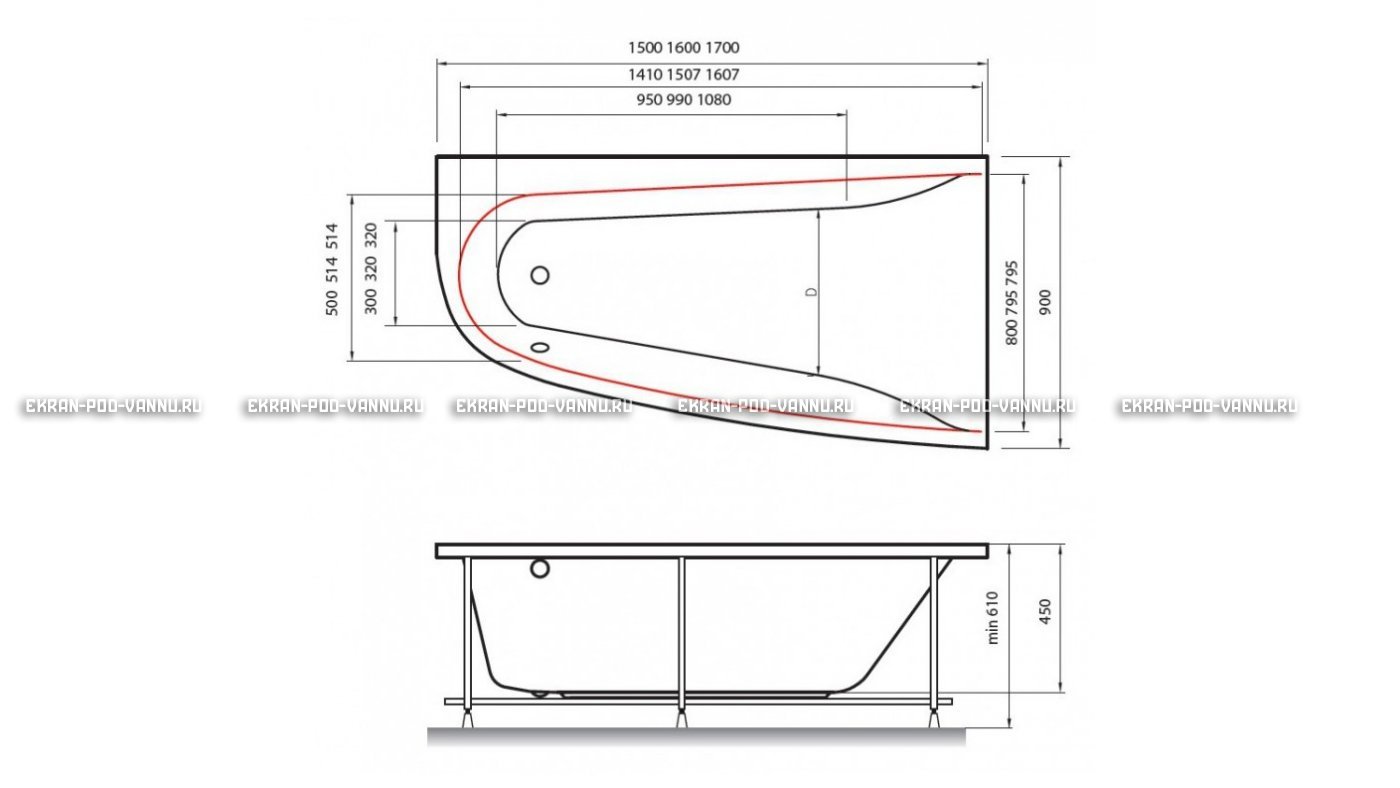 Акриловая ванна Vayer Boomerang 170x90 – купить по цене 47600 руб. в интернет-магазине в городе Курск картинка 10