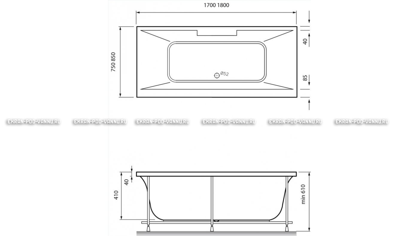 Акриловая ванна Vayer Casoli 180x80 – купить по цене 23580 руб. в интернет-магазине в городе Курск картинка 16