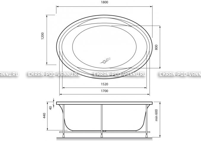 Акриловая ванна Vayer Opal 180x120 – купить по цене 33850 руб. в интернет-магазине в городе Курск картинка 4